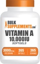 BulkSupplements.com Vitamin A 10000 IU Softgels - Retinyl Palmitate, A Supplement - for Eye & Immune Support, Gluten Free, 1 Softgel per Service, 365 Count (Pack of 1)