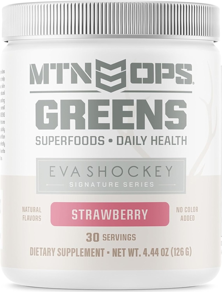 MTN OPS Eva Shockey Signature Series Super Greens Βιολογικά Super Foods Σκόνη, Φράουλα, 30 Σερβιρίσματα, Φράουλα, 4.4 Ουγγιά