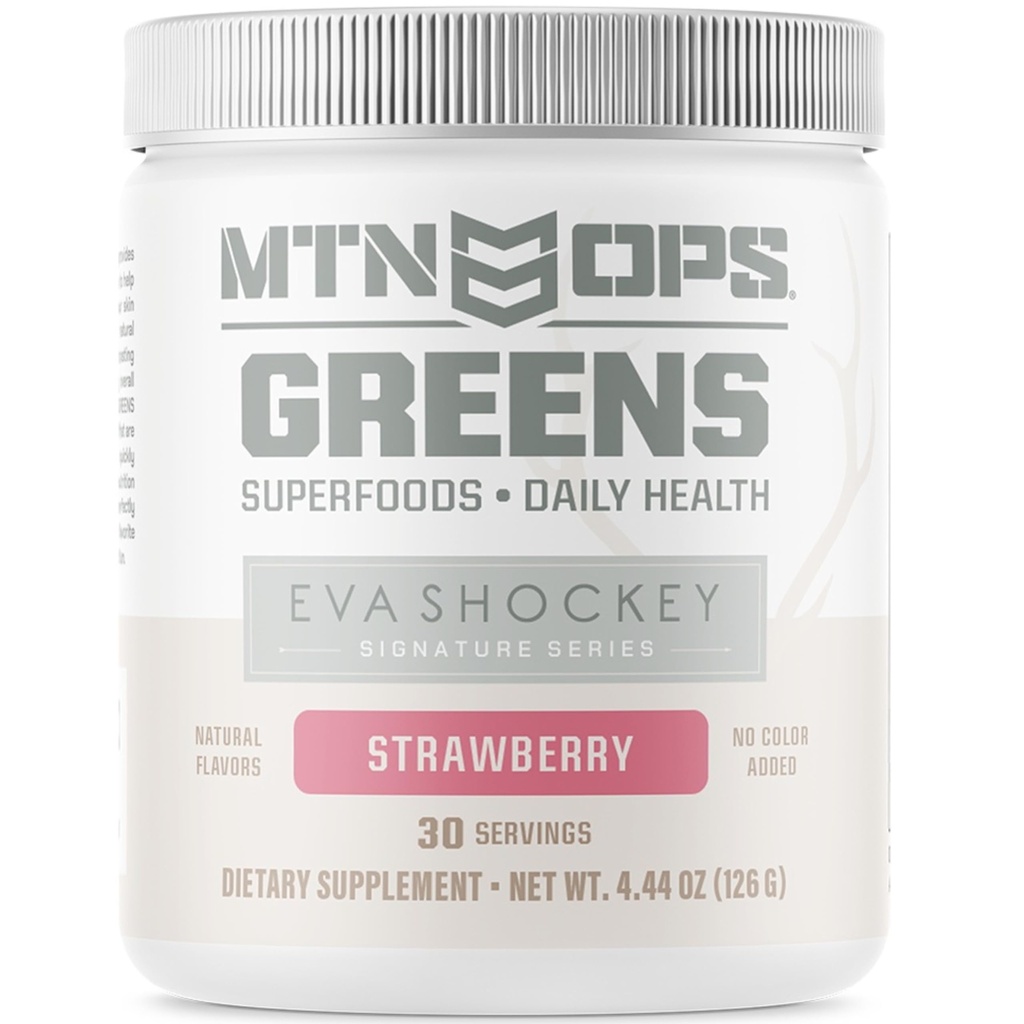 MTN OPS Eva Shockey Signature Series Super Greens Organik Super Foods Toz, Strawberry, 30 Hizmet, Strawberry, 4.4 Ounce