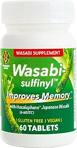Wasabi Sulfinyl Supplement with Hexalaphane Japanese Wasabi (6- MSITC) 60 Tablets for 2 Month Supply - Βελτιώνει τη μνήμη, το χάπι μνήμης, την εγκεφαλική ομίχλη, την υγεία του εγκεφάλου, το γνωστικό συμπλήρωμα