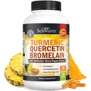 Turmeric Quercetin with Bromelain Supplement - Natural Extra Strength Immune and Joint Support with BioPerine Black Pepper for Max Abors - Organik Tumeric Bromelain Supplement Vegan Güvenli, Non-GMO