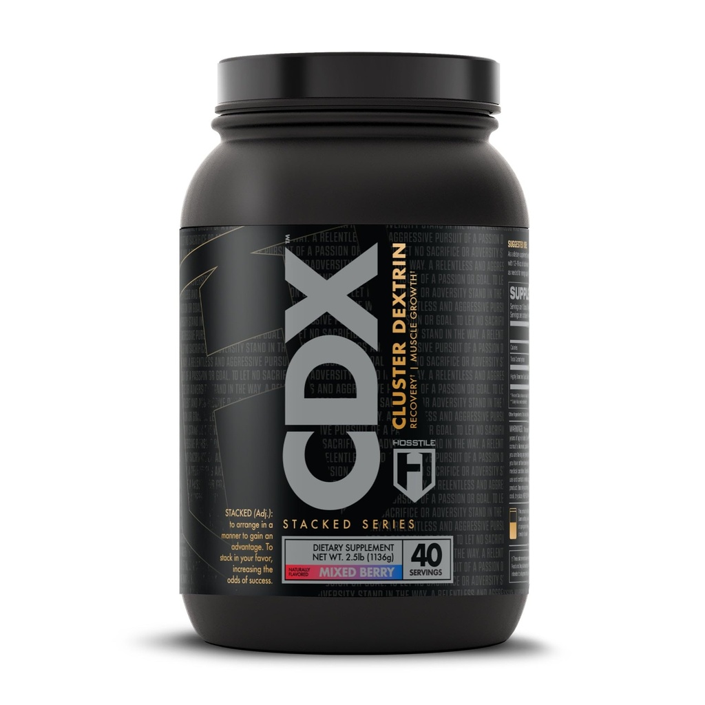 HOSSTILE CDX Cluster Dextrin Powder - Highly Branched Cyclic Dextrin HBCD Carb Powder, Carb Supplement for Intra Workout Carbs & Post Workout, Mixed Berry, 40 Servings
