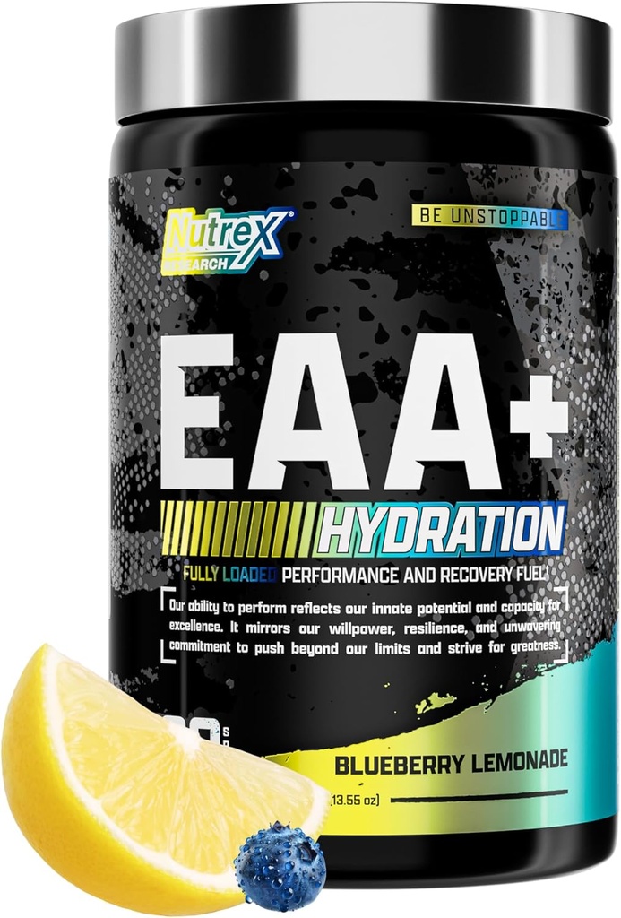 Nutrex Research EAA Hydration | EAAs + BCAA Toz | Muscle Recovery, Strength, Muscle Building, Endurance | 8G Essential Acids + Electrolytes | Blueberry Lemonade 30 Hizmet