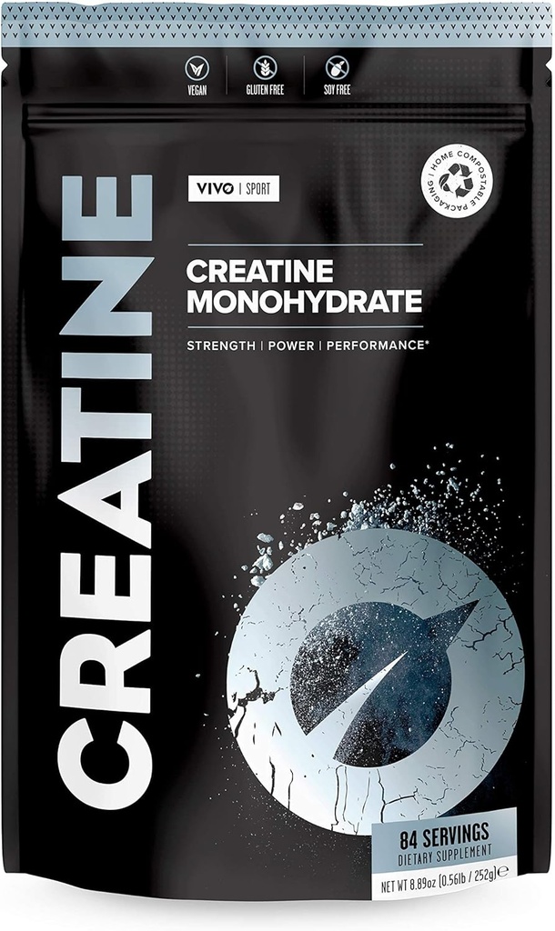 Vivo Life - Kretine Monohidrat Toz Mikronize - Vegan, Unflavoured (8.8 oz, 84 Hizmet)