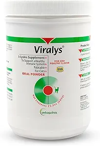Vetoquinol Viralys Daily L-Lysine Toz Cats and Kittens, Fish Flavored Lysine Supplement for Cats and Kittens to Support Immune Health, Normal Eye Function and Respiratory Health, 600gm