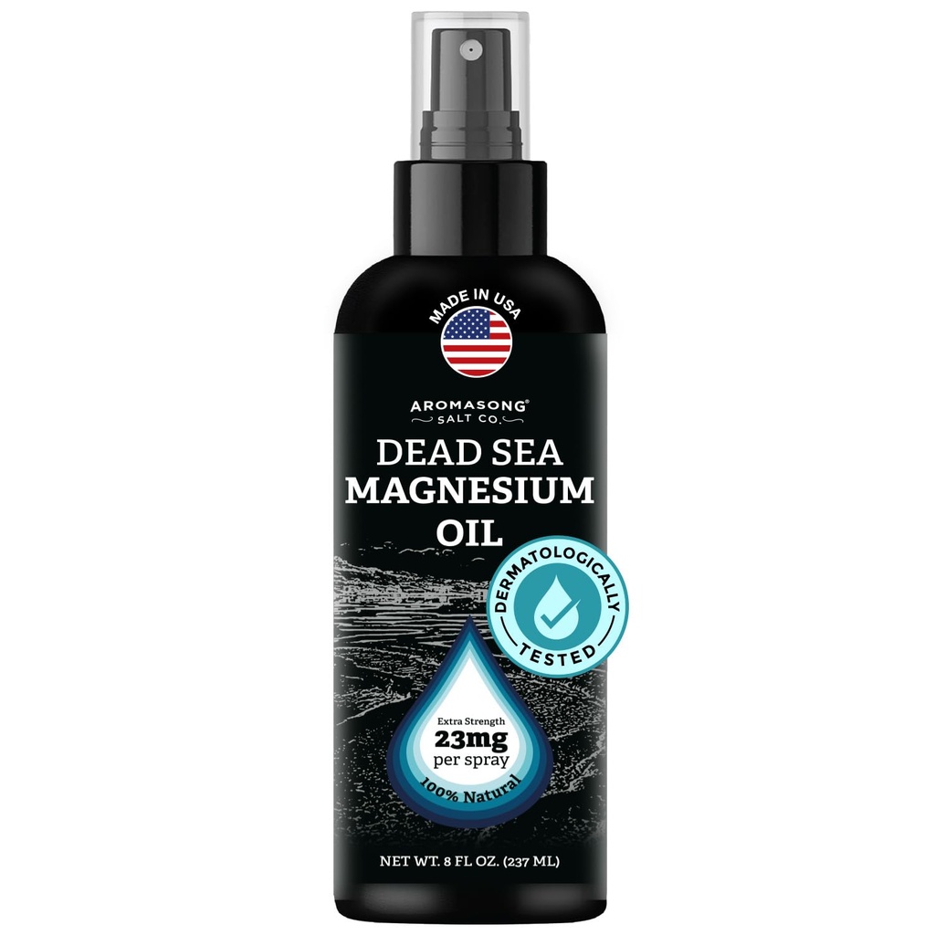 Aromasong Magnezyum yapıştırıcısı - Her Spritz'te Ekstra Kuvvet 23 mg) 8 Oz, Doğal ve Saf Magnezyum Petrol Kombinasyonu - ABD'de Yapılacak - Leg Discomfort ve Calm Sleep için