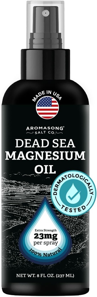 Aromasong Magnezyum yapıştırıcısı - Her Spritz'te Ekstra Kuvvet 23 mg) 8 Oz, Doğal ve Saf Magnezyum Petrol Kombinasyonu - ABD'de Yapılacak - Leg Discomfort ve Calm Sleep için