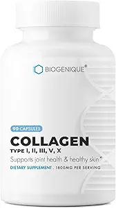 Premium Collagen Complex 90 Κάψουλες Υποστηρίζει υγιές δέρμα, νύχια, οστά & αρθρώσεις Collagen Peptides, Type I, II, III, V, X, Made in USA - Non-GMO, Gluten Free