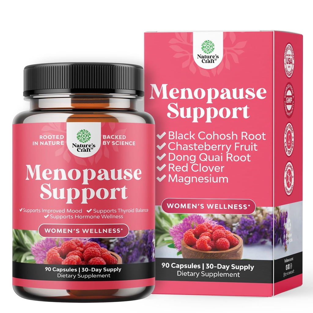 Herbal Menopause Supplement for Women - Multibenefit Menopause Ease Hormon Balance for Women for Night Sweats Mood and More with Dong Quai Vitex Chaste Berry and Black Cohosh - Mini Caps