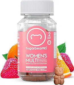 Sugarbear Women's Multivitamin Gummies with Collagen, Glutathione, Omega-3 ve Vitaminler - Vegan, Chewable Daily Supplement (1 ay)