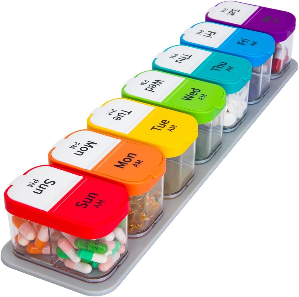 Εβδομαδιαία Διοργανωτής Χάπια,Extra Large Am Pm Medicine Container with Removable Compartments, BPA-free Pill Sorters 7 Ημέρες 2 φορές την ημέρα για βιταμίνες και συμπληρώματα
