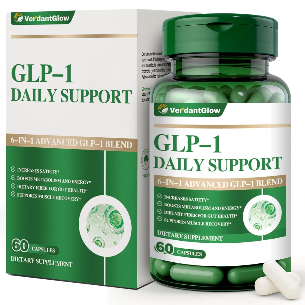6‑in‑1 Natural GLP-1 Supplement for Weight Loss, Gut Health & Energy，Appetite Control and Metabolism Boost Support for Men & Women, Contains Bitter Melon Peptides, Green Tea, Berberine - 60 Capsules