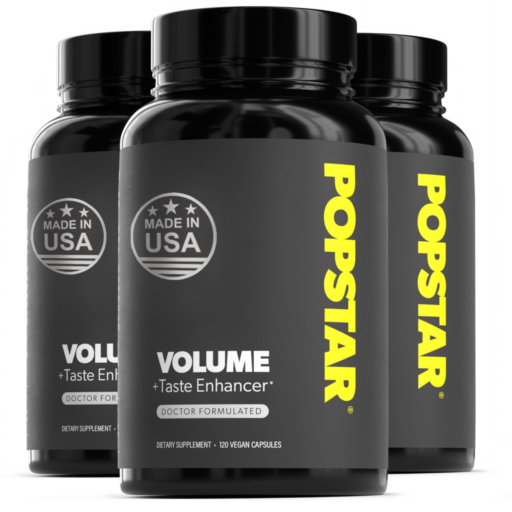 POPSTAR Laboratuvarları Semen Volume Branson - Erkeklerin Semen Health & Fertness Supplement - ABD'de Tamamlanan Doktor - Non-GMO, Organik, Vegan - 360 Capsules - (3 Ay Supply)