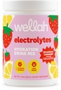 Wellah Electrolytes Powder (Strawberry Lemonade) 50 Servings - Hydration Drink Mix, 7 Vitamins & Minerals, Zero Sugar