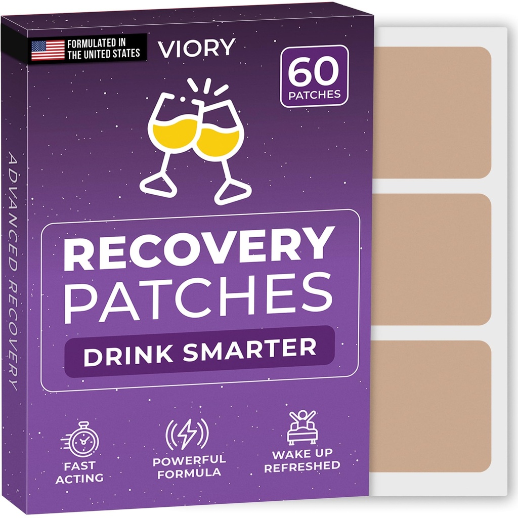 Recovery Patches 60 Pack - Wake Up Reneed & Energized with Our 100% Natural Materialss Patch for Party - Skin-Friendly & Water - İçmeden Önce Uygulayın - Gelişmiş Sabah Formula Formula