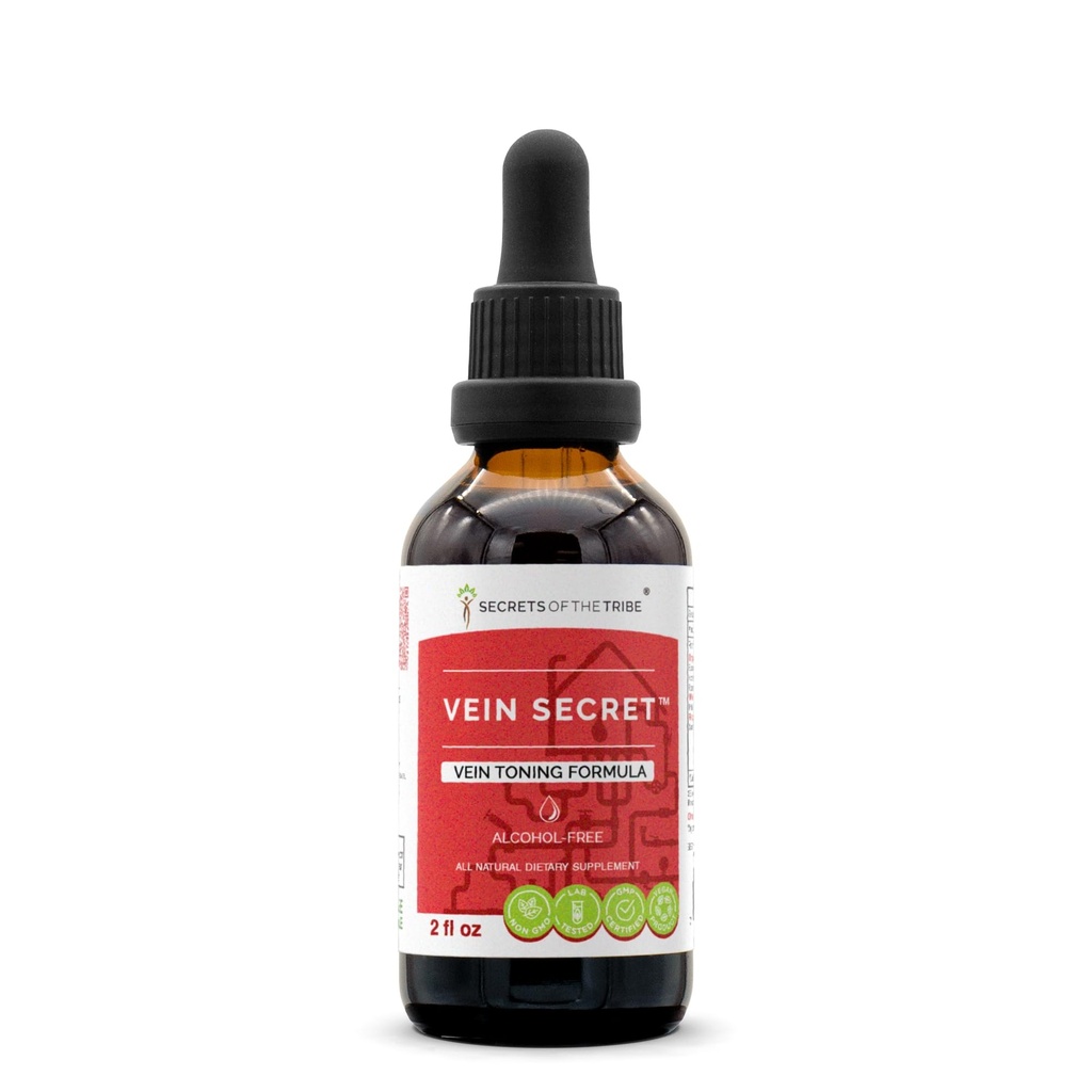 Secrets of the Tribe - Vein Secret, Vein Tonnig Formula, Herbal Supplement Blend Drops Alcohol-Free Liquid Extract (2 fl oz)