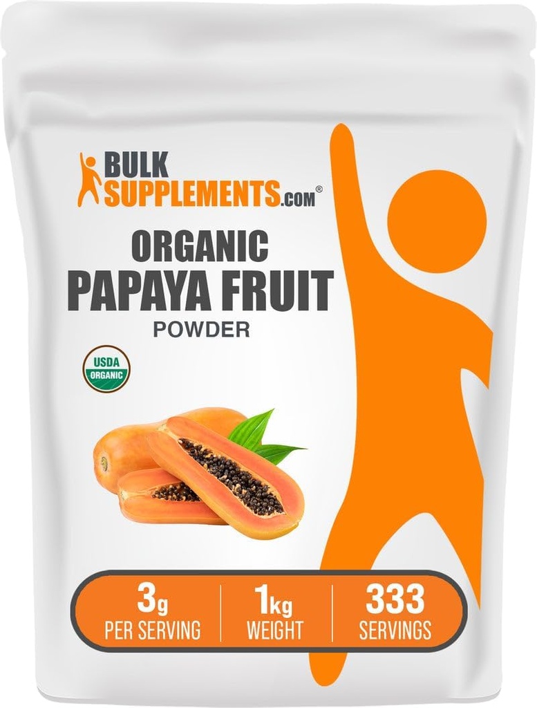 BulkSupplements.com Organik Papaya Meyve Tozu - Karica Papaya Meyvesinden Kaynaklandı - Gluten Free, 3g per Service, 1kg (2.2 lbs) (Pazar 1)