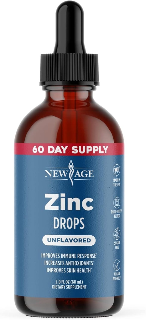 Ionic çinko sıvı damlaları - Yüksek Potency Immune ATM Çinko Supplement, Immune Defense, Güçlü Doğal Antioksi, Non-GMO - Yeni Çağ (Liquid 2 OZ) 1 Paket