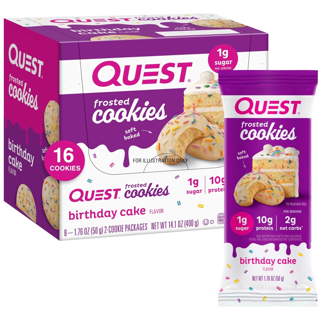 Quest Nutrition Lemon Cake Protein Bars 12 Count & Frosted Cookies Birthday Cake Twin Pack, High Protein, Low Carb, Gluten Free