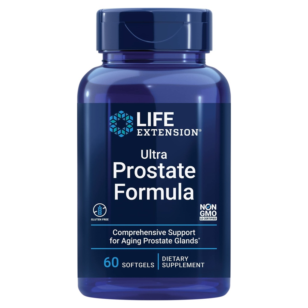 Life Extension Ultra Prostate Formula - Erkeklerin Prostate Health Supplement with Beta Sitosterol, Saw Palmetto, Lycopene, Riley Tohum - 60 Softgels