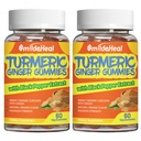 Turmeric Curcumin Gummies 500 mg, Turmeric Root Extract, Ginger Root, Black Pepper Extract, Antioksi Support, Orange Flavor Gummies, 60 (Pack of 2)