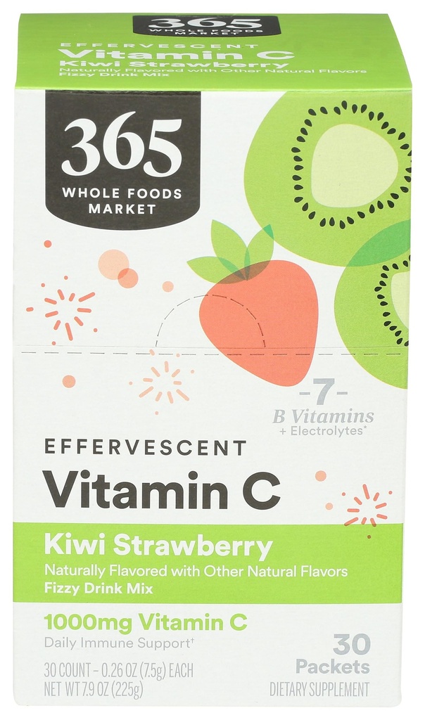365 by Whole Foods Market, Effervescent C Powder Kiwi Strawberry, 30 Count