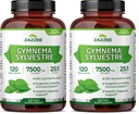 azzee USDA Organic Gymnema Sylvestre 25:1 Extract, 25% Gymnemic Acid, 120 Vegan Capsules, 4 Month Supply, All-Natural Botanical Support, Concentrated 25X Extract, Non-GMO, Made in the USA Pack of 2