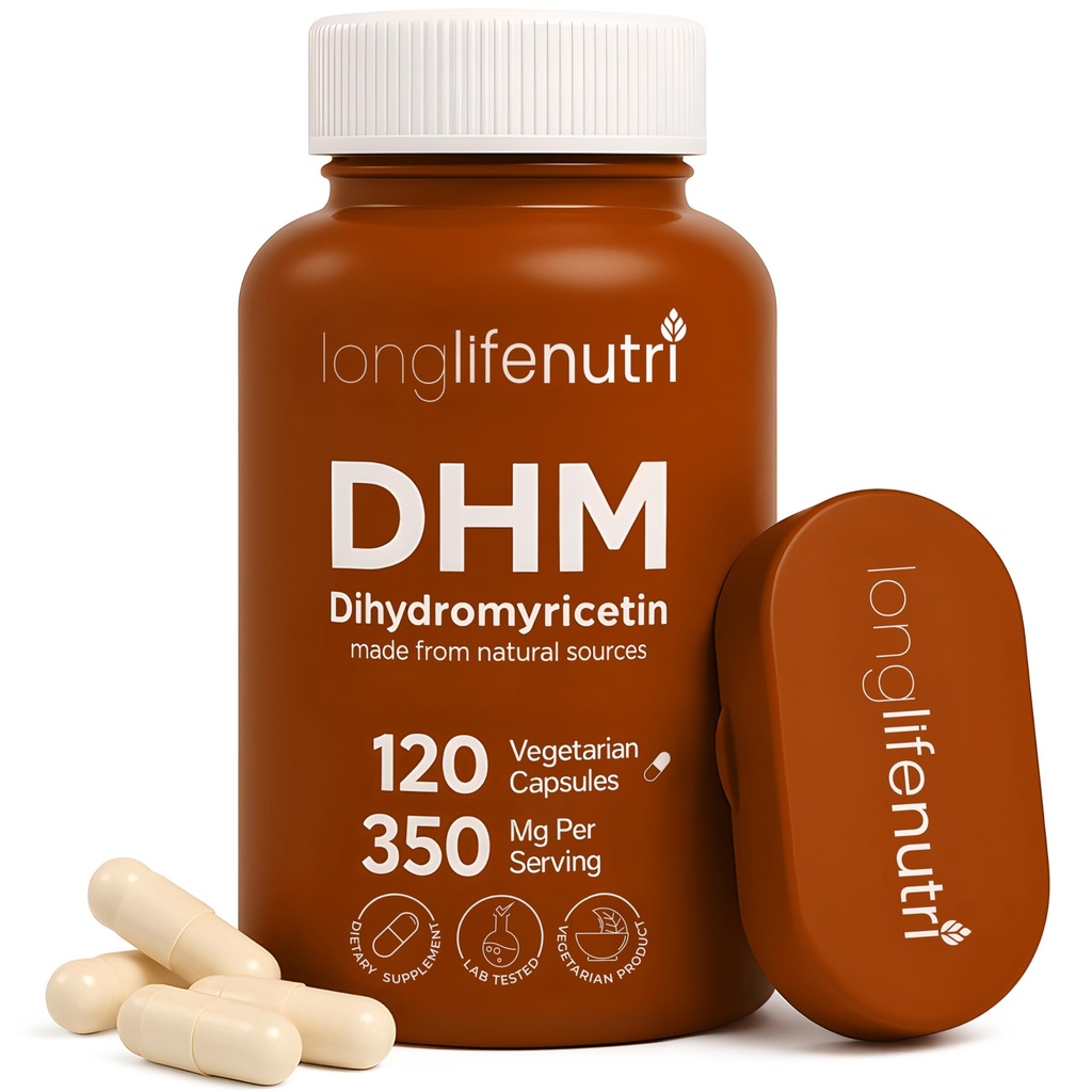 DHM (Dihydromyricetin) 350mg - Dervied from Ampelopsis Grossedentata, 120 Vegetarian Capsules, Organic Supplement for Daily Detox & Energy Balance, 4-Month Supply, GMP Certified, Made in USA
