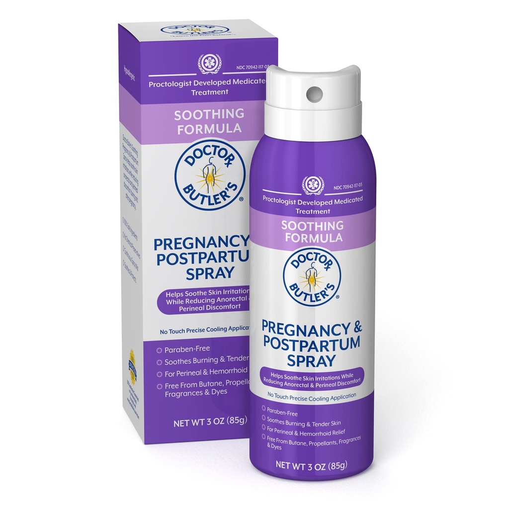 Doctor Butler's Pregnancy & Postpartum Spray - Perineal Spray and Hemorrhoid Treatment with Aloe and Chamomile, Pregnancy Support and Postpartum Essentials, Paraben Free (3oz)