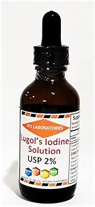 A2Z Organik Lugol'un Iodine ve P Properties Iodide 2 Çözüm 3000 mcg - Kadınlar ve Erkekler için Tiroid Desteği, Metabolism Health, Detox Boost -2 Fl Oz / Made in USA /Same Day Ship