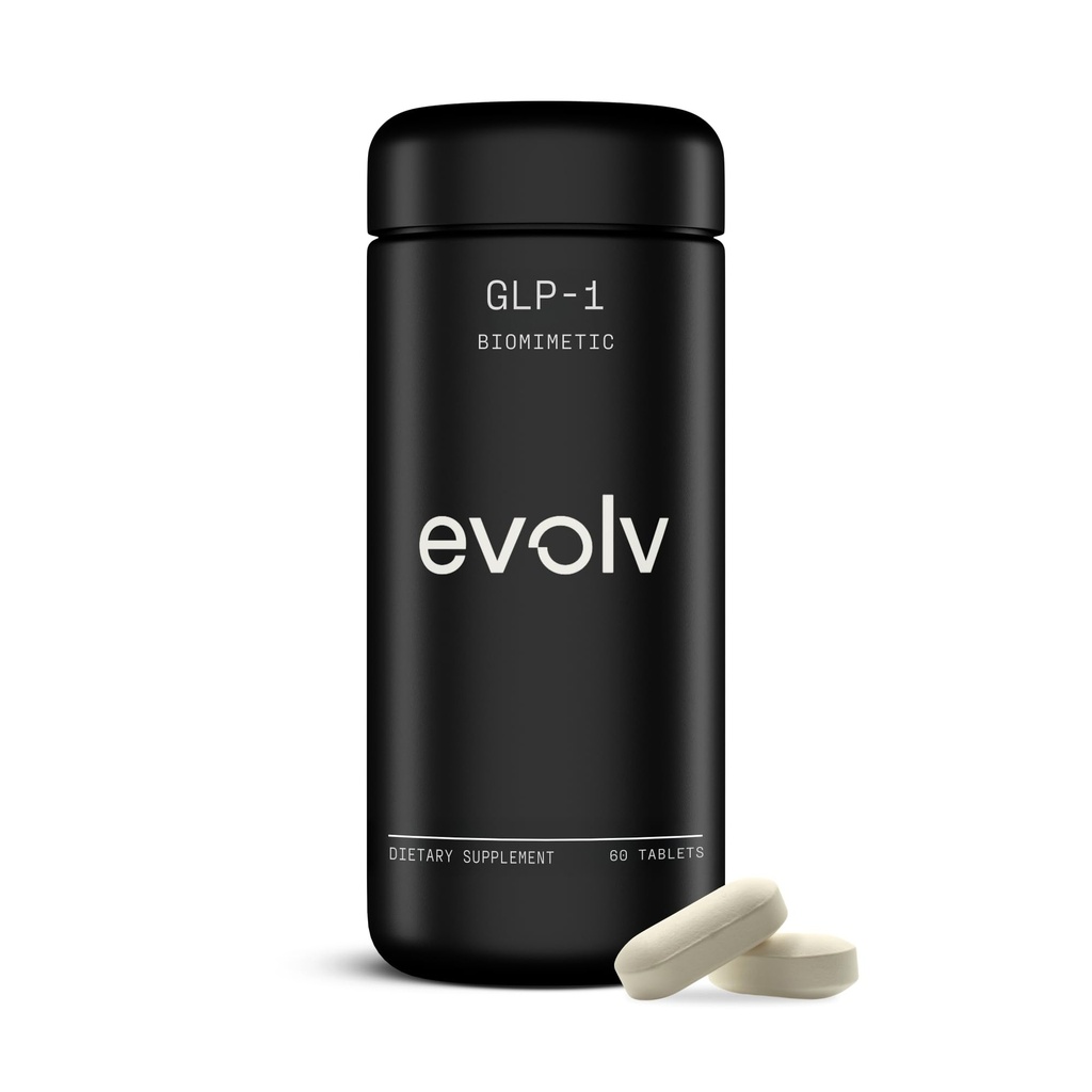 Evolv GLP-1 Supplement for Weight Management & Fullness, Fast-Onset Healthy Metabolism Support - Food Noise Tablets for Women & Men - 30 Day Supply (60 Ct)