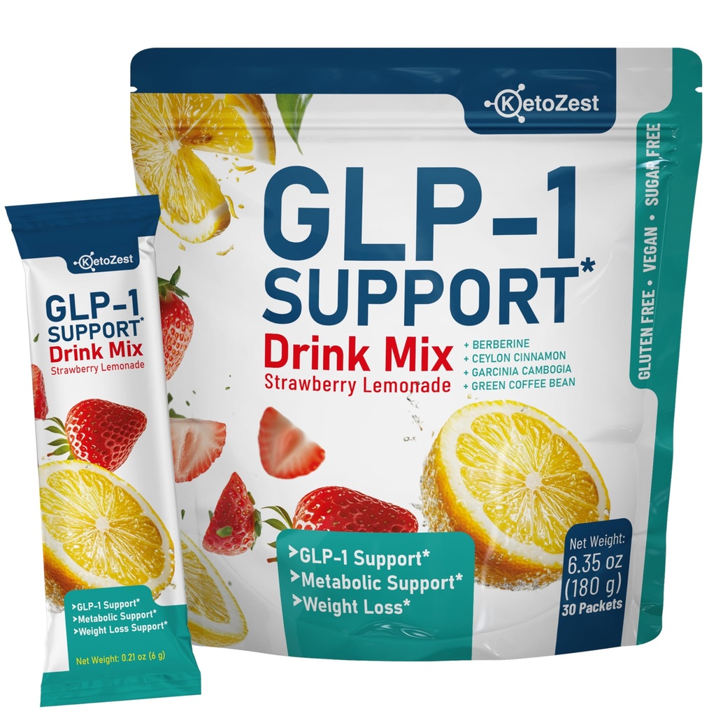 GLP-1 Support Drink Mix Powder for Women Men - Weight Loss Support Prebiotic Fiber Supplement - Daily Natural Drink Mix for Metabolism Reduce Bloating Fat Burn Gut Health Support