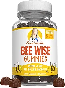 Doktor Danielle Bee Wise Gummies, Best Bee Pollen Supplement, Propolis, Royal Jelly, 60 Gummies