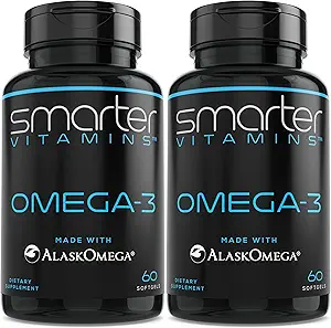 (2 Pack) Smarter Omega 3 Fish Oil, Berry Flavor, Burpless, Tasteless, 2000 mg, Potent Triple Strength DHA EPA Brain OMEGA3, AlaskOmega® ile Made