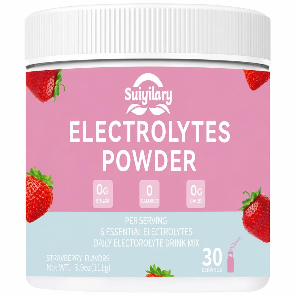 Sugar-Free Electrolyte Powder Drink Mix, Daily Hydration Powder with 6 Key Electrolytes, Trace Minerals, Keto Friendly, Vegan, Non-GMO, 30 Servings