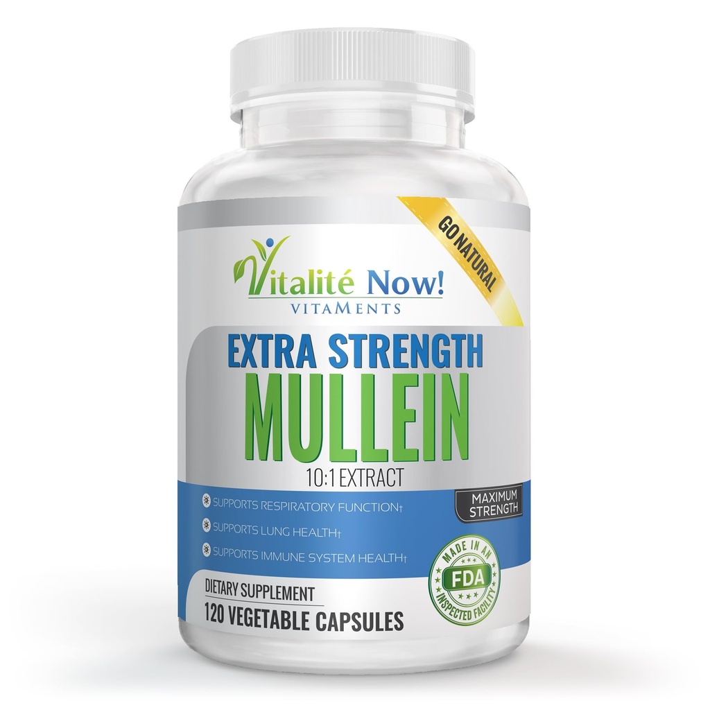 Ekstra Kuvvetli Mullein Capsules 10:1 Ekstraksiyon, Respiratory & Immune Health, Lung Cleanse, %100 Pure Whole Herb, Gluten Free, Non-GMO, 120 Kont, 4 Ay Supply, ABD'de Yap