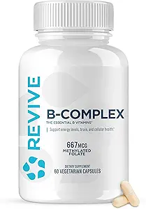 Revive MD Vitamin B Kompleksi Kapsülleri - Kalp Sağlığı ve Immune Sistemi - Kadınlar ve Erkekler için B-Complex Supplement - B12 Kompleksi Sağlıklı Beyin Fonksiyonlarını Artırıyor ve Enerjileri Güçlendiriyor
