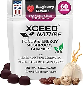 Lions Mane & Cordyceps Mushroom Gummies - 10in1 συμπλήρωμα - για εστίαση, ενέργεια, διάθεση, μνήμη & σαφήνεια - 60 τεμάχια