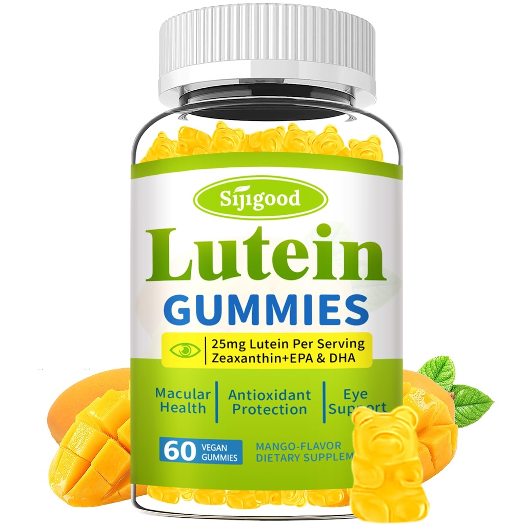 Lutein and Zeaxanthin Supplements Gummies with Astaxanthin & Bilberry Extract - Eye Vitamins with Omega-3, Vitamins A, C, E, D3 & Zinc for Vision Health - Sugar Free, Mango Flavor, 60 Count