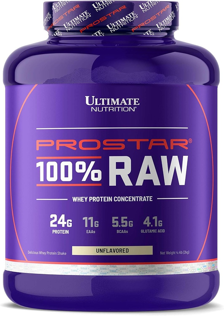 Ultimate Nutrition Prostar Ακατέργαστη σκόνη συμπύκνωμα πρωτεΐνης ορού γάλακτος, χαμηλής περιεκτικότητας σε υδατάνθρακες, χαμηλής περιεκτικότητας σε λίπος, Κετοφιλικό, 24 γραμμάρια πρωτεΐνης ανά υπηρεσία με 5,5 γραμμάρια BCAAs,Unflaved, 67 εξυπηρετούν, 4.4 Λίρες