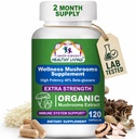 Kanser Bilimleri Organik Mushroom Supplement Capsules - 1.500 mg Non-GMO Wellness Mushroom Kompleksi% 40 Beta-Glucans - Türkiye Tail, Reishi, Cordyceps, Chaga Extract for Brain & Immune Support 120 Capsules