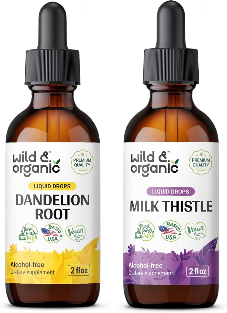 Wild & Organic Dandelion Tincture 2 fl oz & Milk Butle Tincture 2 fl oz