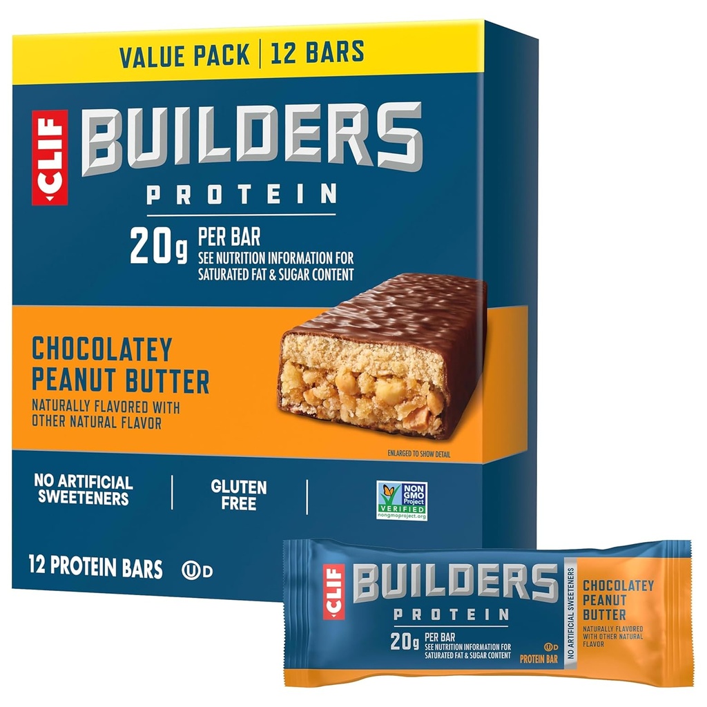 KURALLAR Protein Barlar - Chocolate Peanut Butter Flavor - 20g Plant bazlı Protein - Gluten Free - Non-GMO - Low Glycemic - No Yapay Sweeteners - Value Pack, 2.4 oz. (12 Count)