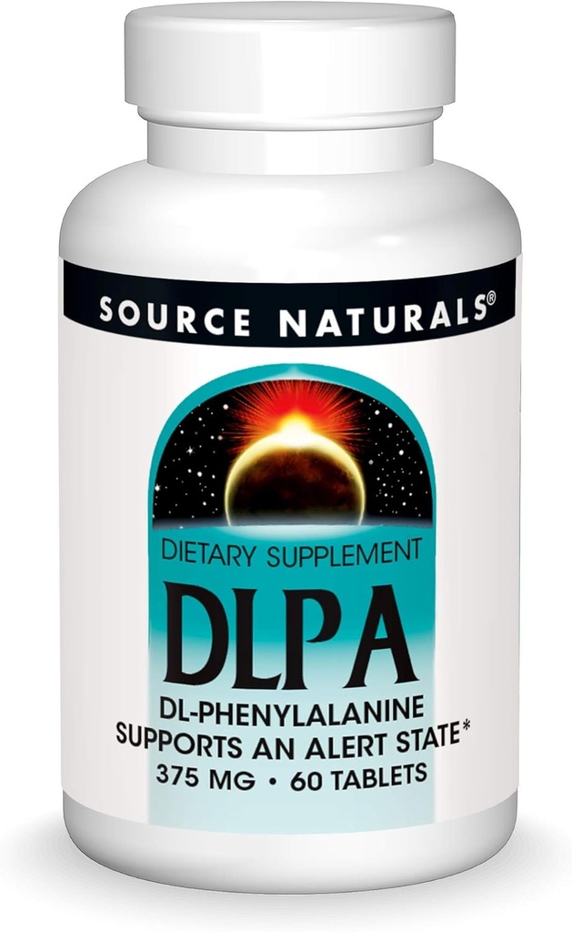 Source Naturals DLPA DL-Phenylalanine 375 mg Supplement That Supports an Alert State - 60 Tablets