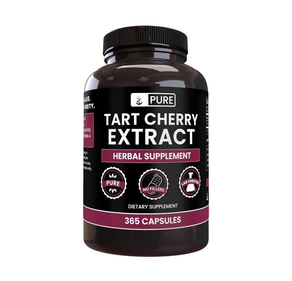 PURE ORIGINAL INGREDIENTS Tart Cherry Extract (365 Capsules) Magnezyum Or Rice Fillers, Always Pure, Lab TY