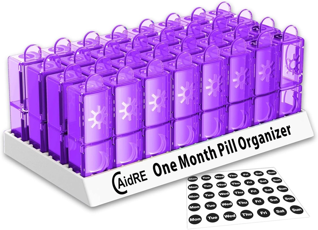 Μηνιαία Pill Organizer 31 ημέρα AM PM – Ένα μήνα Pill περίπτωση για φάρμακα, βιταμίνες & συμπληρώματα – Easy Open Daily Pill Box Organizer, 2 φορές μια ημέρα Pill Dispenser, μωβ