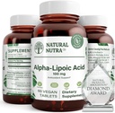 Doğal Nutra R-Alpha Lipoic Asit, Kemik ve Kalp Sağlığını Geliştir, Gelişmiş Memory Function, Nerve Function Contributes to General Health, Gluten Free 100 mg, 60 Vegan ve Vegetarian Tabletler.