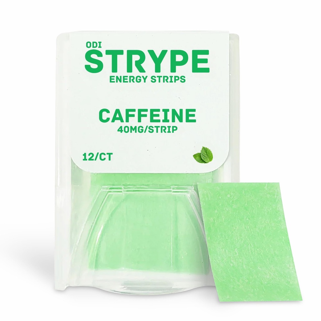 Energy Strips | Instant Caffeine in a Strip | 80mg per Serving | Portable Caffeine + Breath Mints | Zero Calories & Zero Sugar | Spearmint Flavor | 12 Strips per Pack (5 Pack/60 Total)