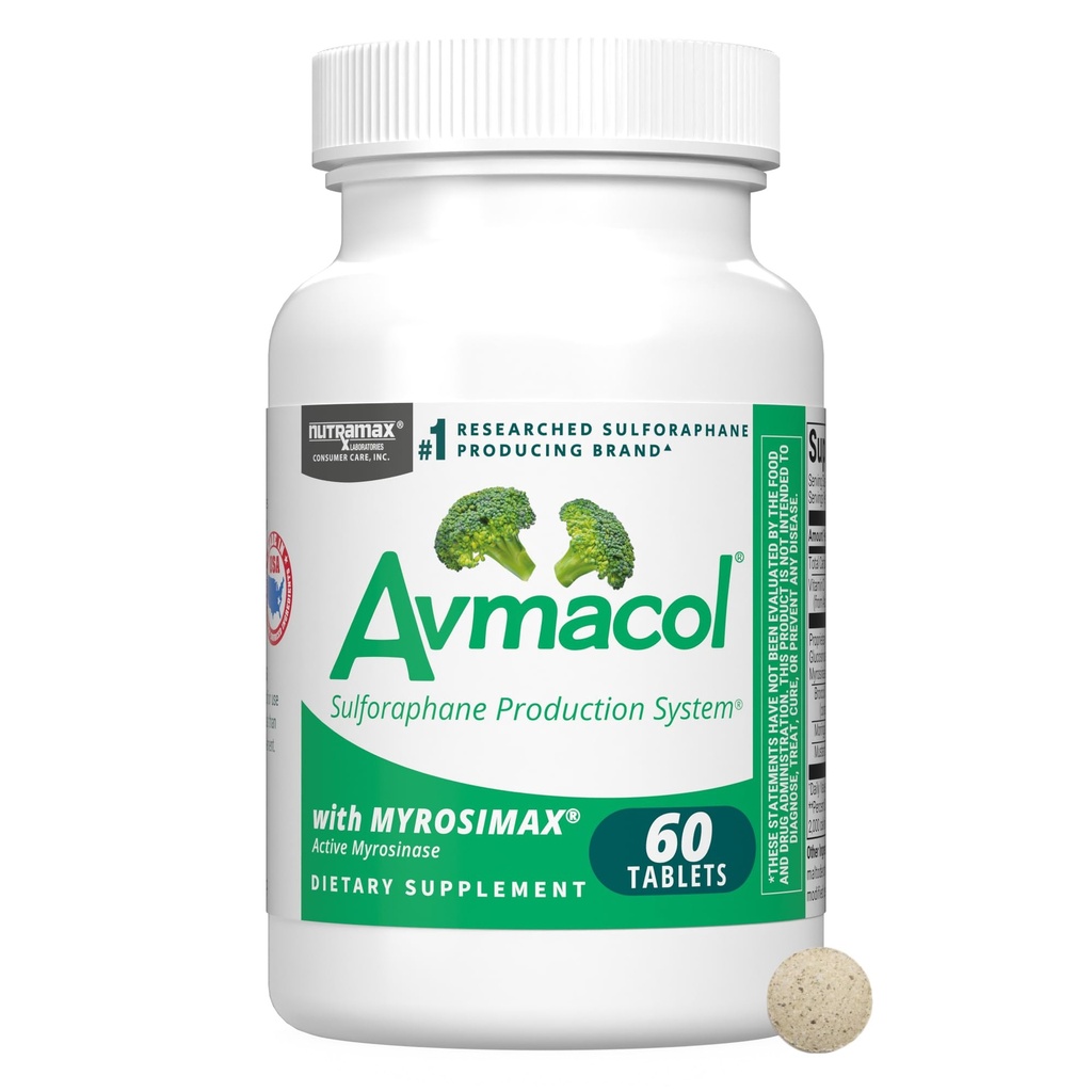 Nutramax Avmacol #1 Ερευνημένο Sulforafane Producing Brand, Nutramax Laboratories Συμπλήρωμα Φροντίδας Καταναλωτή για την Αποτοξίνωση, Αντιοξειδωτική Υποστήριξη και Συνολική Ευεξία, 60 δισκία