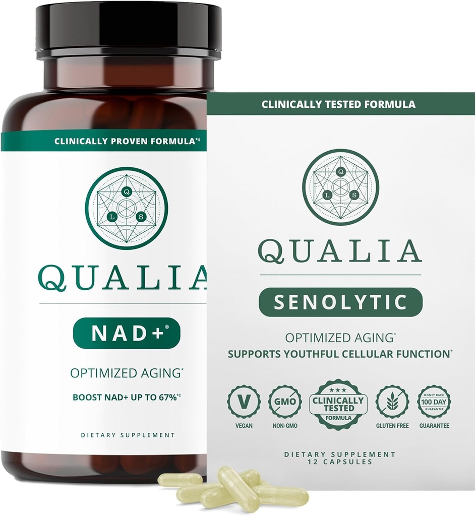 Qualia Life Sciences Sche Qualia NAD+ & Qualia Senolytic, Klinik Olarak Test Edilmiş Tamam, NAD+'ı güçlendirebilir, Aging Supplement Supplement